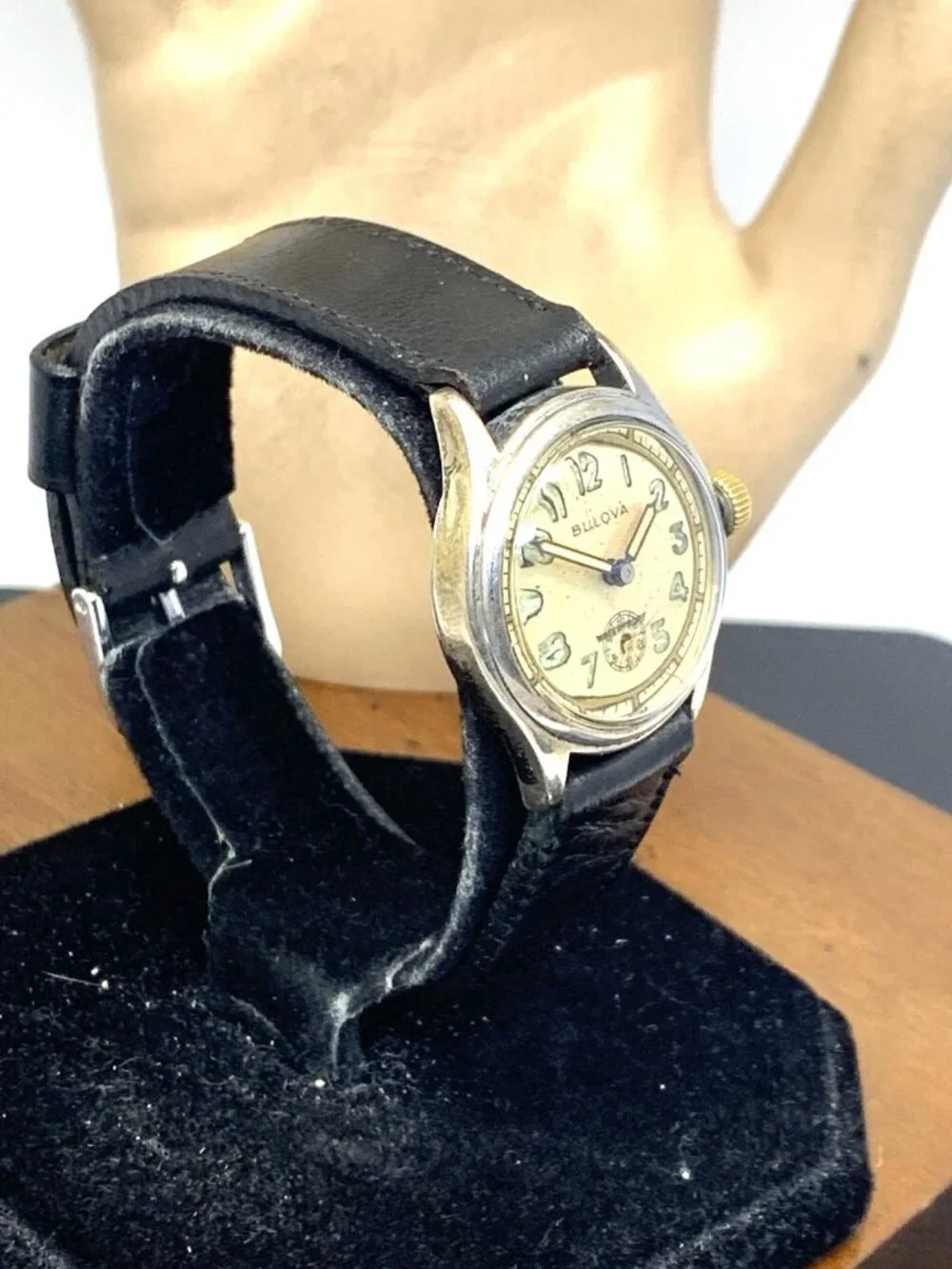 Bulova Watch Vintage WWII Military 10AE Manual Wind Leather Strap 28mm